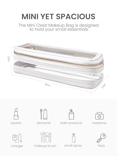ROWNYEON Small Waterproof Toiletry Organizer Train Case, CLear Travel Makeup Bag for Women，Transparent Cosmetic Bag，Portable Makeup Case Organizer (White) - Image 3