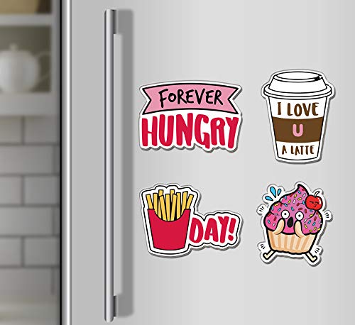 Yey Fridge Magnets Refrigerator Stylish Set Foodie Funny Design for Home, Kitchen and Office Decoration (Multicolour, 3x2 inches) Set of 4 Designs - Image 2