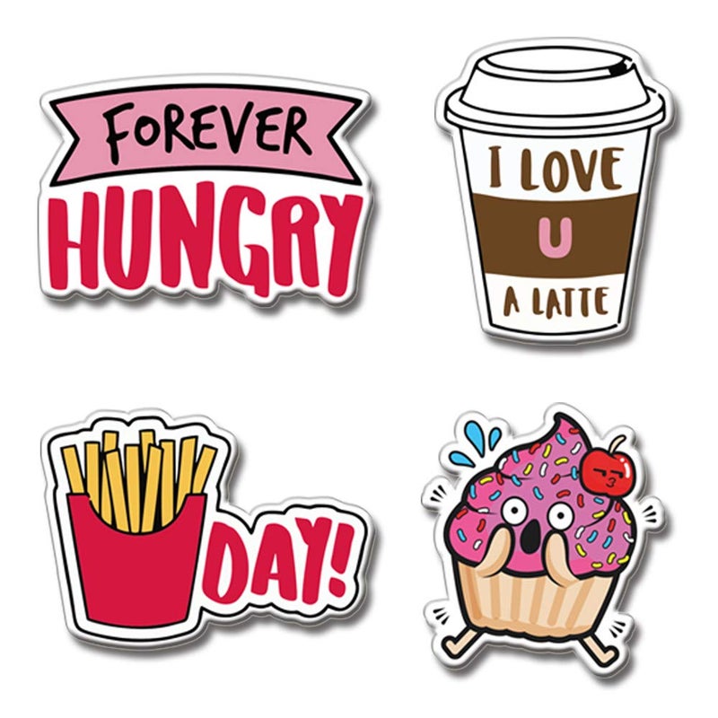 Yey Fridge Magnets Refrigerator Stylish Set Foodie Funny Design for Home, Kitchen and Office Decoration (Multicolour, 3x2 inches) Set of 4 Designs - Image 5