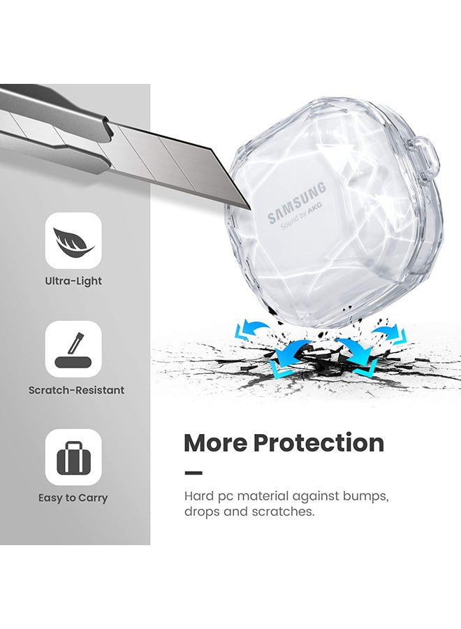 O Ozone Case Compatible with Samsung Galaxy Buds 2 Pro  Galaxy Buds 2  Galaxy Buds Pro Galaxy Buds Live Diamond pattern PC Protective Cover with Keychain -Transparent - Image 2