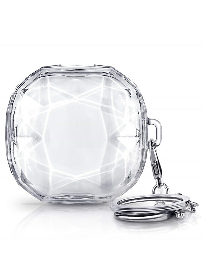 O Ozone Case Compatible with Samsung Galaxy Buds 2 Pro  Galaxy Buds 2  Galaxy Buds Pro Galaxy Buds Live Diamond pattern PC Protective Cover with Keychain -Transparent - Image 1