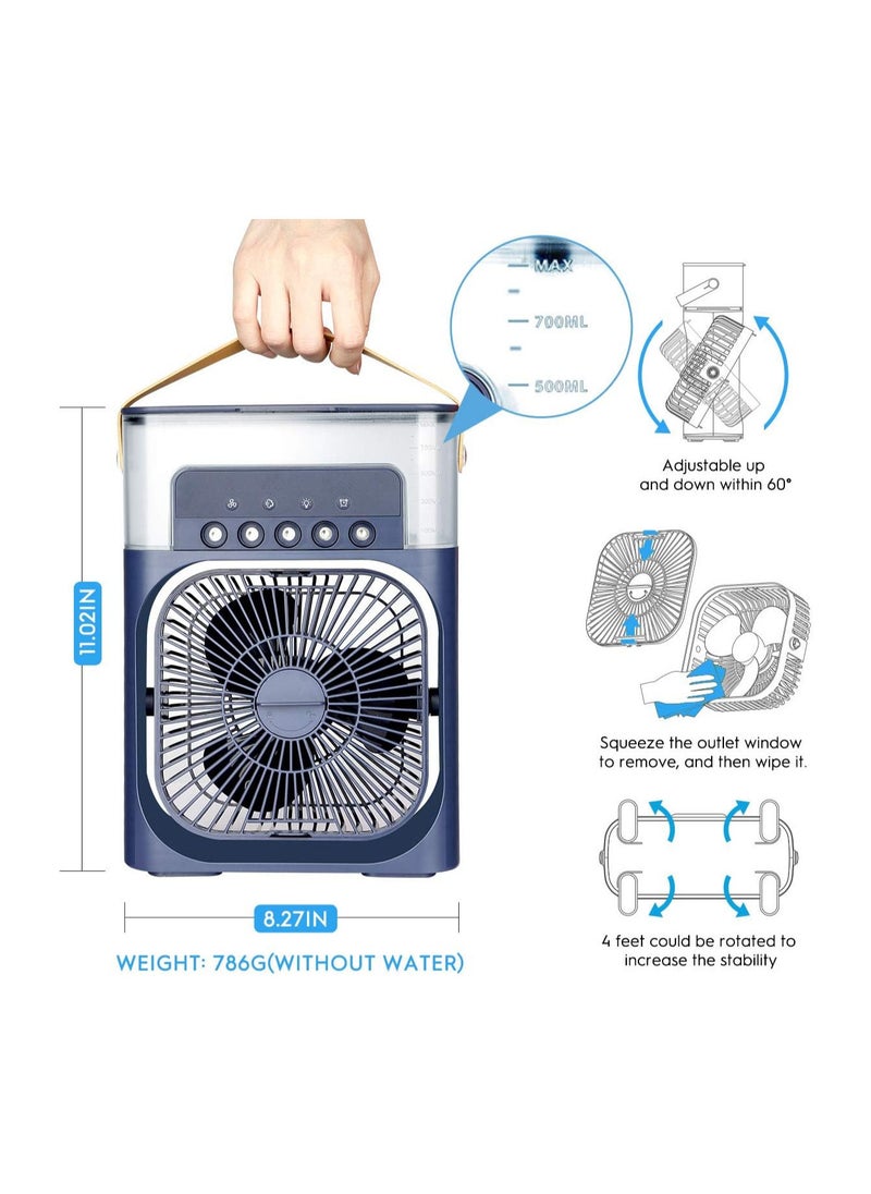 Portable Air Cooler with 7 LEDs Night Lights and Mist with 3 Speeds and Timer
