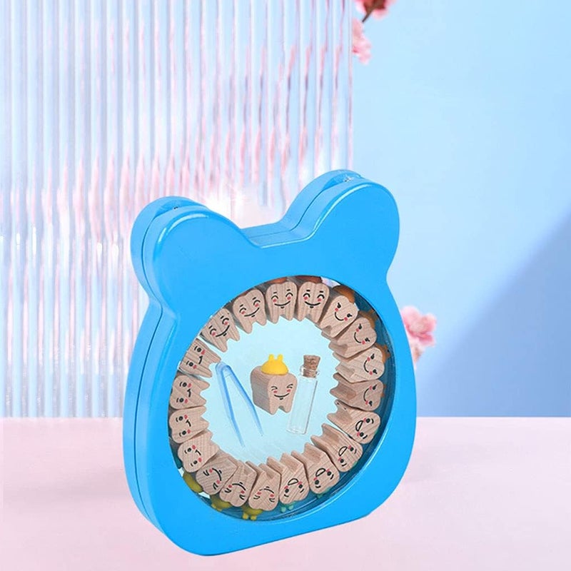 klarakoBaby Tooth Fairy Box, Contains Wooden Collection Collector. Children Milk Teeth Boxes Storage Holder Keepsake Box for Girls/Children/Baby/Kids, Boy klarakoBlue - Image 1