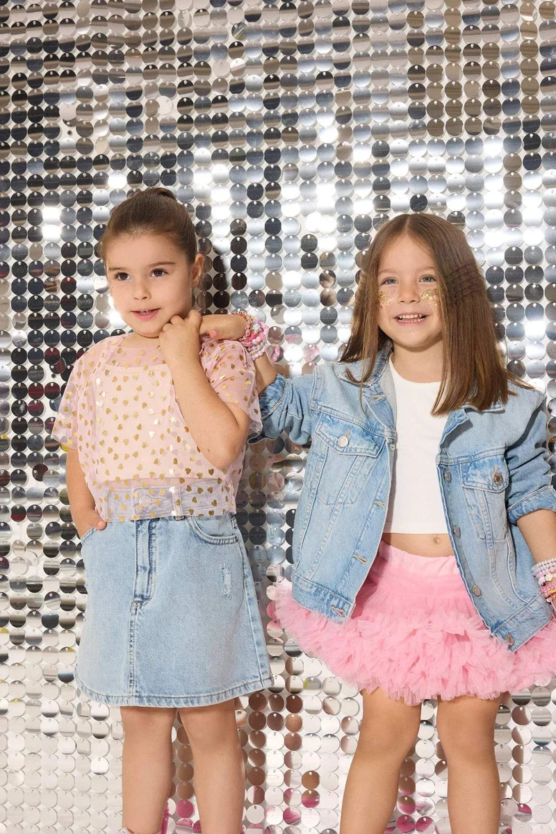 ديفاكتو Le Mabelle x DeFacto Baby Girl Heart Patterned Tulle T-Shirt