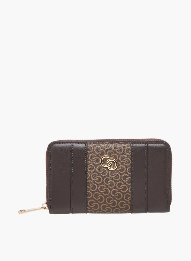 سيليست Monogram Print Zip Around Wallet