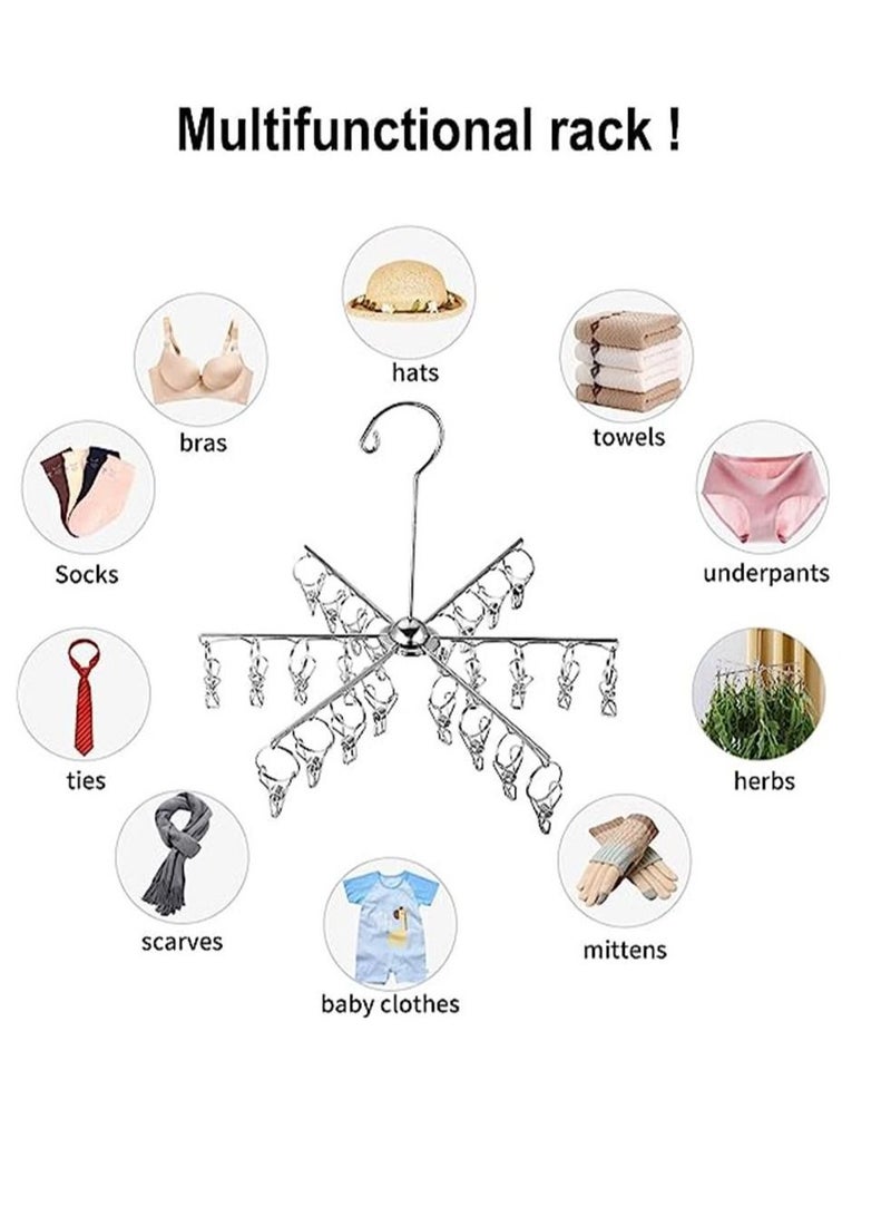 Laundry Drying Rack, 24 Clips Clothes Hangers, Collapsible Metal Dryer Rack for Drying Underwear, Towel, Socks, Baby Clothes, Bras, Herbs 2 Pack - Image 5