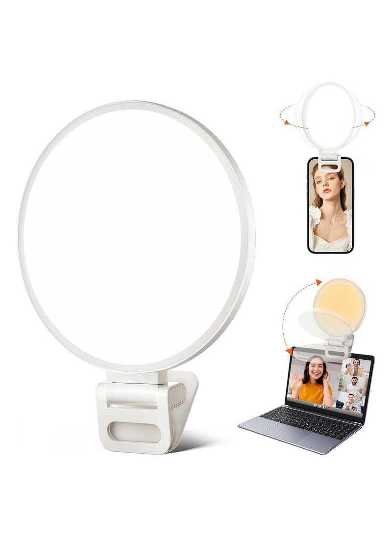 SYOSI - Selfie Light, Video Conference Lighting Kit, Full-Screen Rechargeable Clip on Ring Light with 3 Modes for Phone, Laptop, 10X Brighter Soft Phone Light for Selfies, Live Streaming, Webcam Lighting - Image 1