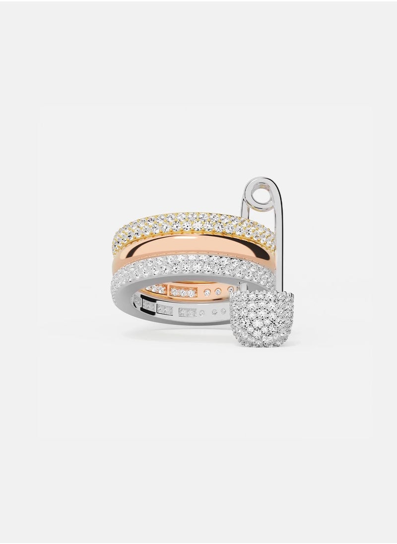 MONACO - morse code Love, Smile, Bonheur three-layer ring pin ring - Image 1