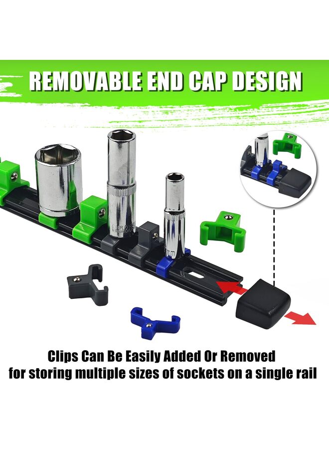 9-Piece Socket Organizer, Socket Holders Organizers 1/4 Inch, 3/8 Inch and 1/2 Inch Drive, Heavy Duty Socket Racks - Image 2