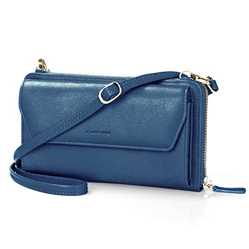 nuoku Womens RFID Wallet Purse Wristlet Crossbody Clutch with Zip Around 2 Strap - Image 1