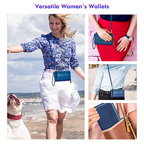 nuoku Womens RFID Wallet Purse Wristlet Crossbody Clutch with Zip Around 2 Strap - Image 2
