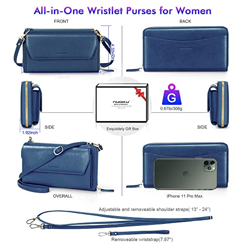 nuoku Womens RFID Wallet Purse Wristlet Crossbody Clutch with Zip Around 2 Strap - Image 4