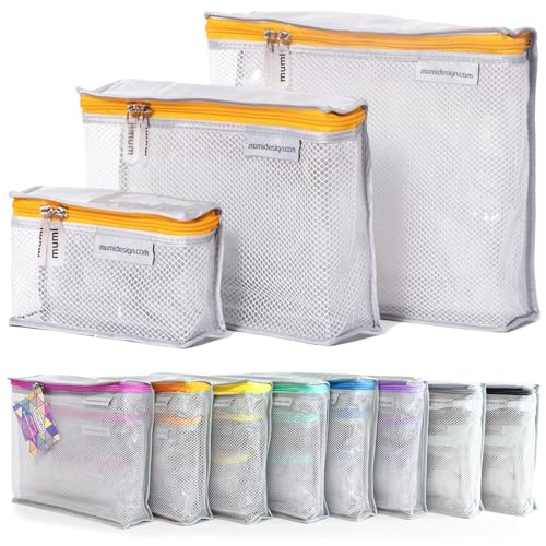 MUMI Travel Toiletry Bag Set of 3 – Clear TSA Approved Toiletry Bags for Women – Reusable Water-Resistant Makeup Organizer Pouches for Skincare, Cosmetics, Travel Accessories, Airport Packing - Orange - Image 1
