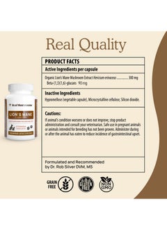 Real Mushrooms Real Mushrooms Lions Mane Pet Support Mushroom Supplement - Cat Dog Vitamins and Supplements for Cognition Memory Vet Approved Complex Capsules 120ct Gluten-Free, Non-GMO  - Image 3