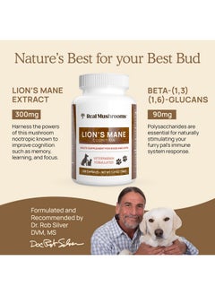 Real Mushrooms Real Mushrooms Lions Mane Pet Support Mushroom Supplement - Cat Dog Vitamins and Supplements for Cognition Memory Vet Approved Complex Capsules 120ct Gluten-Free, Non-GMO  - Image 4