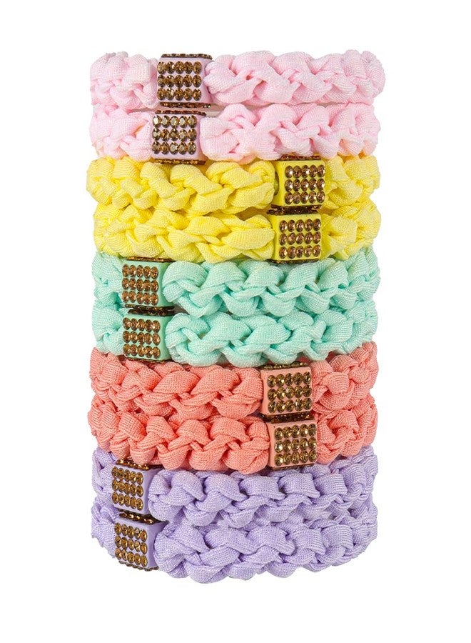 CUZZME Braided Hair Ties with Crystal Accent, Hair Ties No Damage, 10PCS Ponytail Holders, Elastic Hair Tie for Women Girls's Hair - Image 1