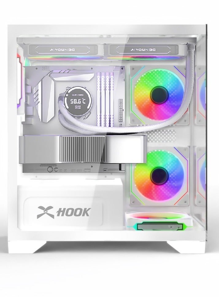 Hook HOOK GAMING PC CASE BOLT with 4 ARGB FANS + HUB AND REMOTE (WHITE)  - Image 2
