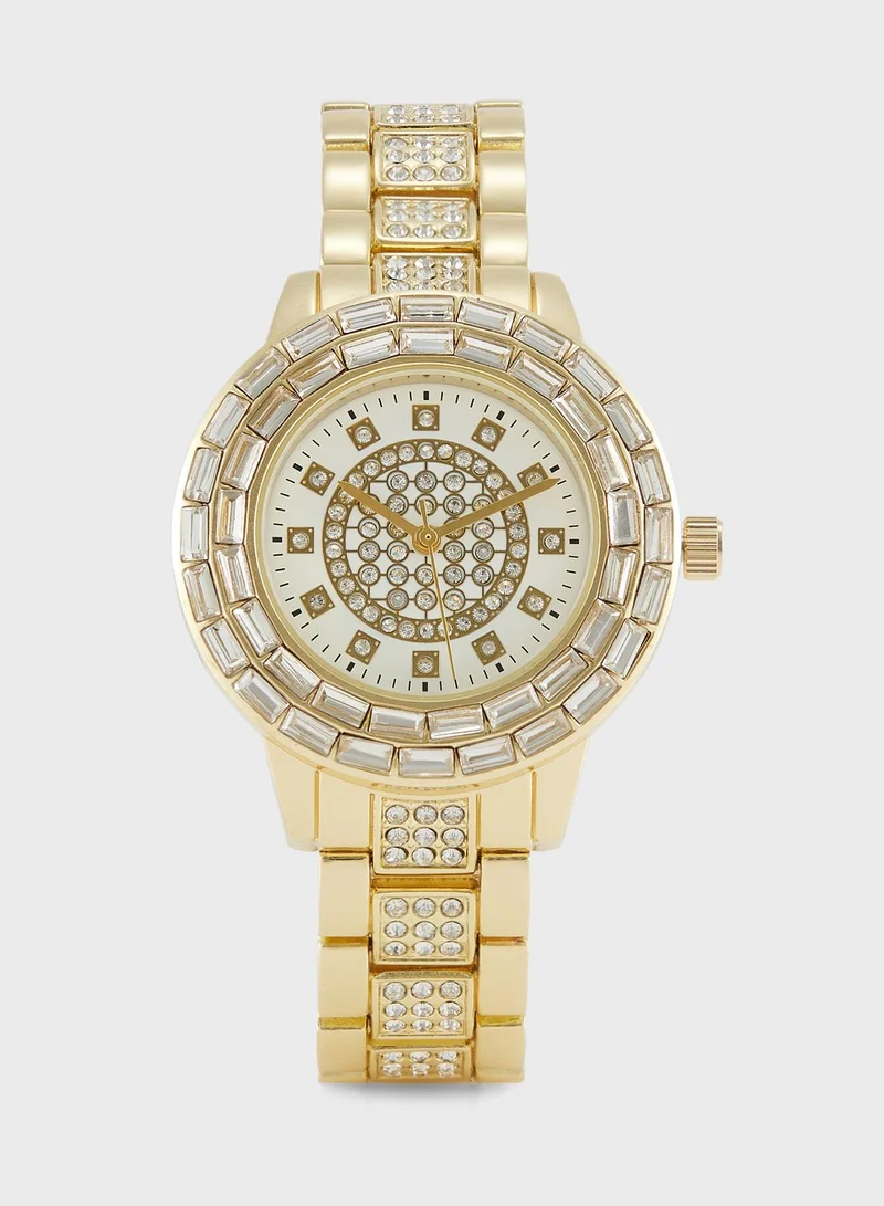 Khizana Rhinestone Dial Jeweled Analogue Metal Strap Watch