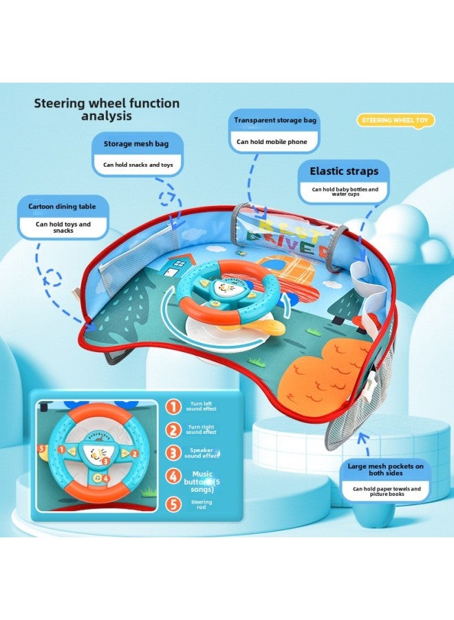 Children's Early Education Machine Car Steering Wheel Safety Seat Tray Unlimited Rotation Steering Wheel Baby Toy-color:DK 263788 Red  - Image 4