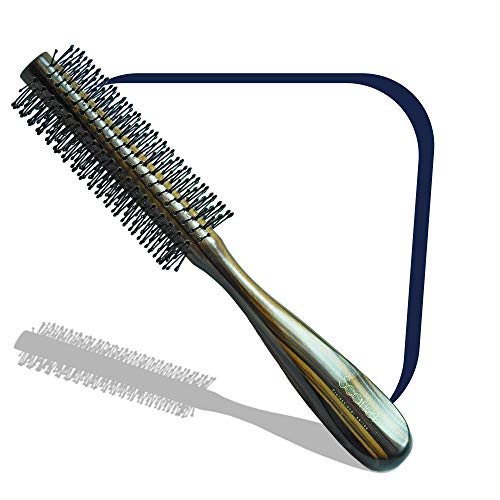 Scarlet Line Professional Maple Wood Anti Static Round Hair Brush with Curved Wooden Handle, Ball Tip Nylon Bristles Round Brush for Styling, Brown - Image 1