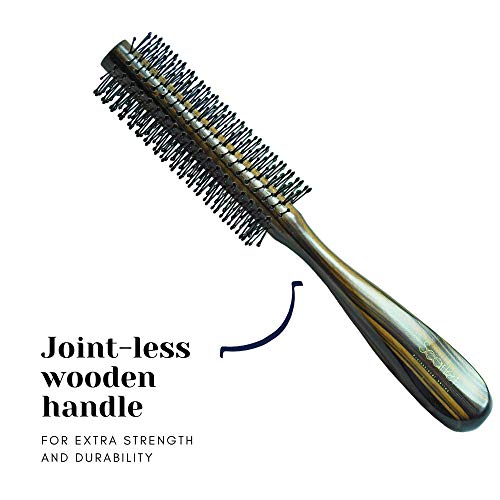 Scarlet Line Professional Maple Wood Anti Static Round Hair Brush with Curved Wooden Handle, Ball Tip Nylon Bristles Round Brush for Styling, Brown - Image 3
