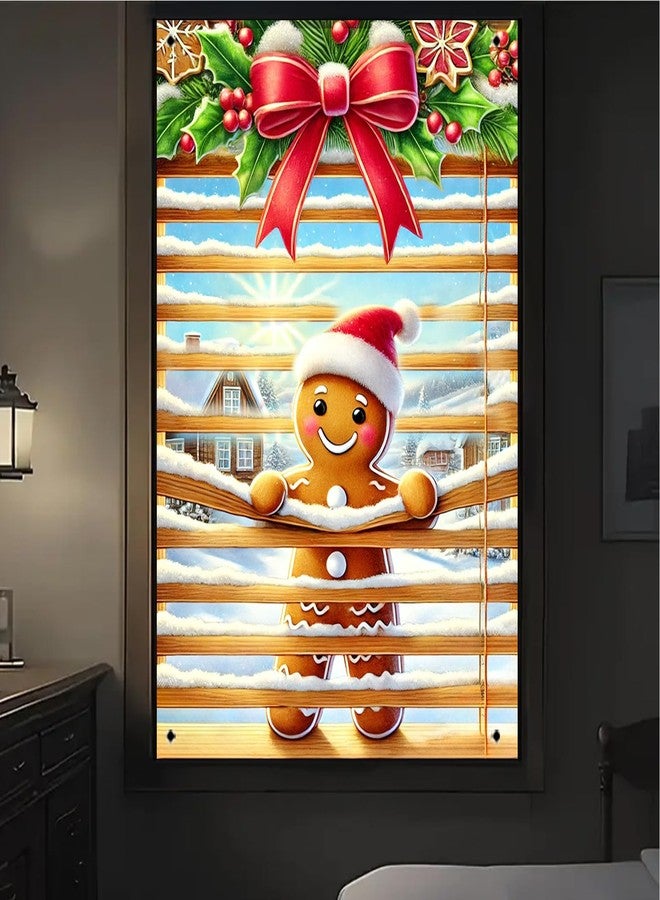 BlissYard Christmas Window Cover 31x47 Inch Gingerbread Boy Window Decoration Holiday Backdrop Indoor Banner Kids Room Xmas Display Poster - Image 4