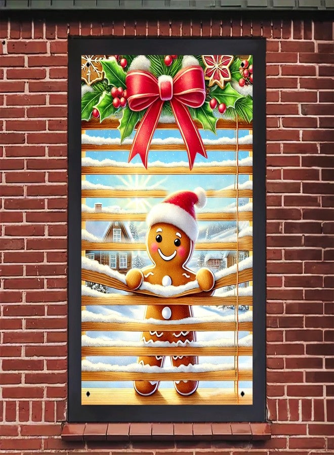 BlissYard Christmas Window Cover 31x47 Inch Gingerbread Boy Window Decoration Holiday Backdrop Indoor Banner Kids Room Xmas Display Poster - Image 5
