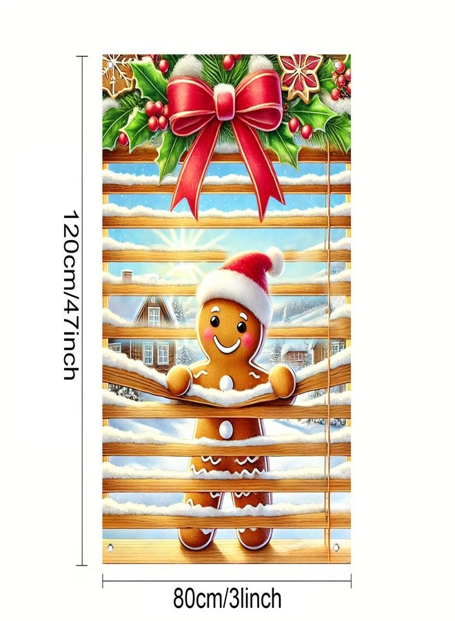 BlissYard Christmas Window Cover 31x47 Inch Gingerbread Boy Window Decoration Holiday Backdrop Indoor Banner Kids Room Xmas Display Poster - Image 3