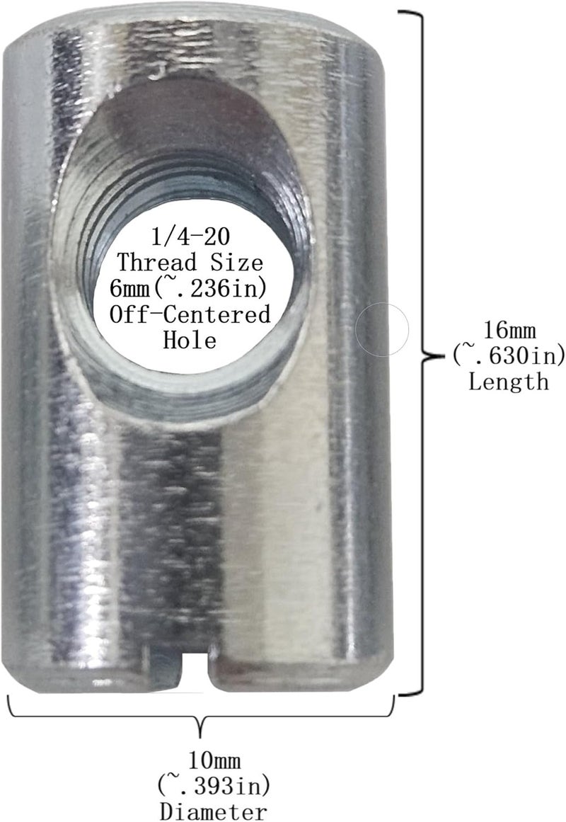 SuperDealStuff (12) Cross Dowels/Barrel Nuts - 1/4-20 16mm X 10mm Zinc-Plated Off-Centered CNC - Image 4
