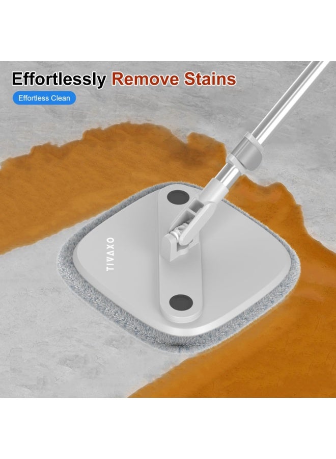 مجموعة ممسحة دوارة ودلو مع نظام فصل ذاتي للمياه النظيفة والمتسخة مع وسادة ممسحة قابلة لإعادة الاستخدام ورأس ممسحة مربعة دوارة 360 درجة تستخدم للبلاط السيراميكي والأرضيات الخشبية - Image 3
