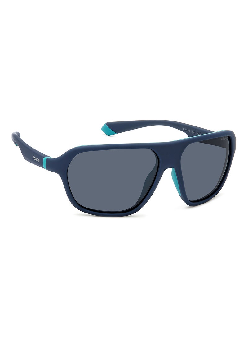 Polaroid Unisex Polarized Rectangular Sunglasses - Pld 2152/S Blue Millimeter - Lens Size: 59 Mm - Image 2