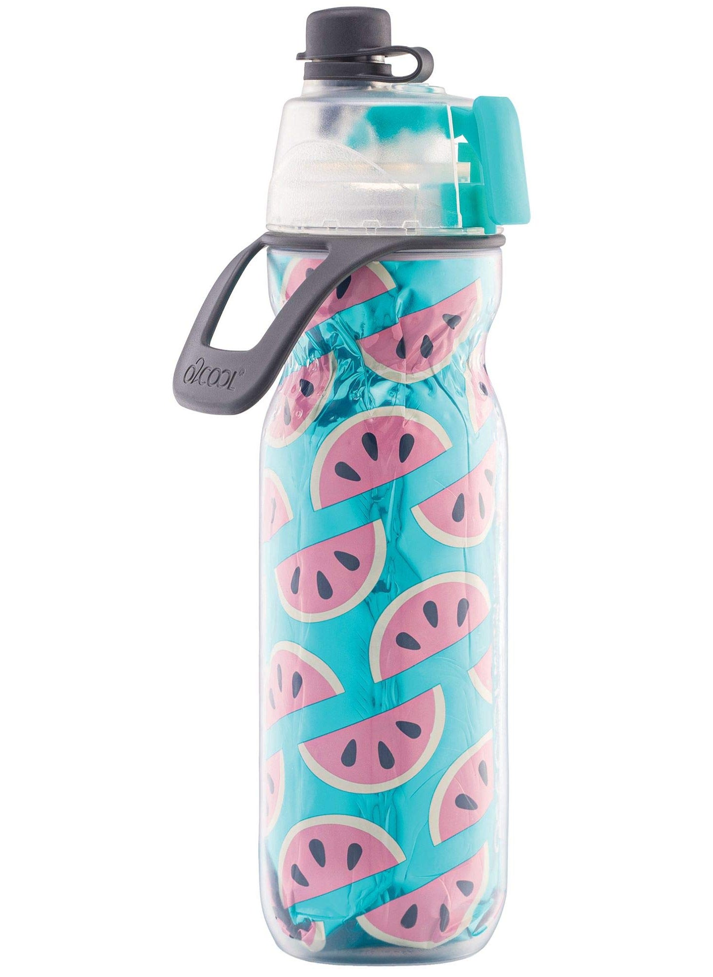 O2COOL O2COOL Mist N Sip Misting Water Bottle 2in1 Mist And Sip Function With No Leak Pull Top Spout Reusable Sports Water Bottle  20 oz Watermelon 