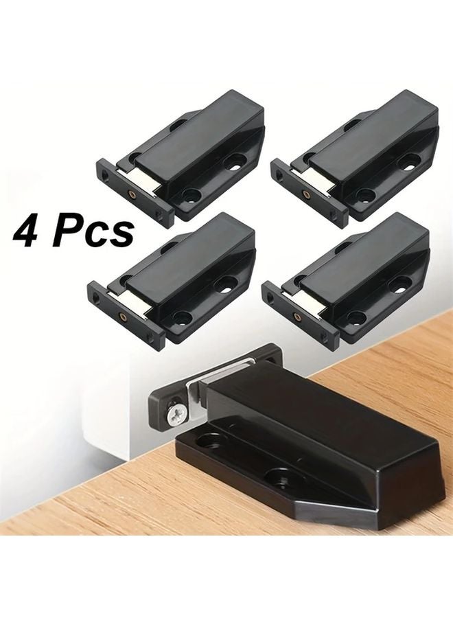 4pcs Magnetic Glass Cabinet Door Stoppers Push to Open Safety Latches Black Metal - Image 4