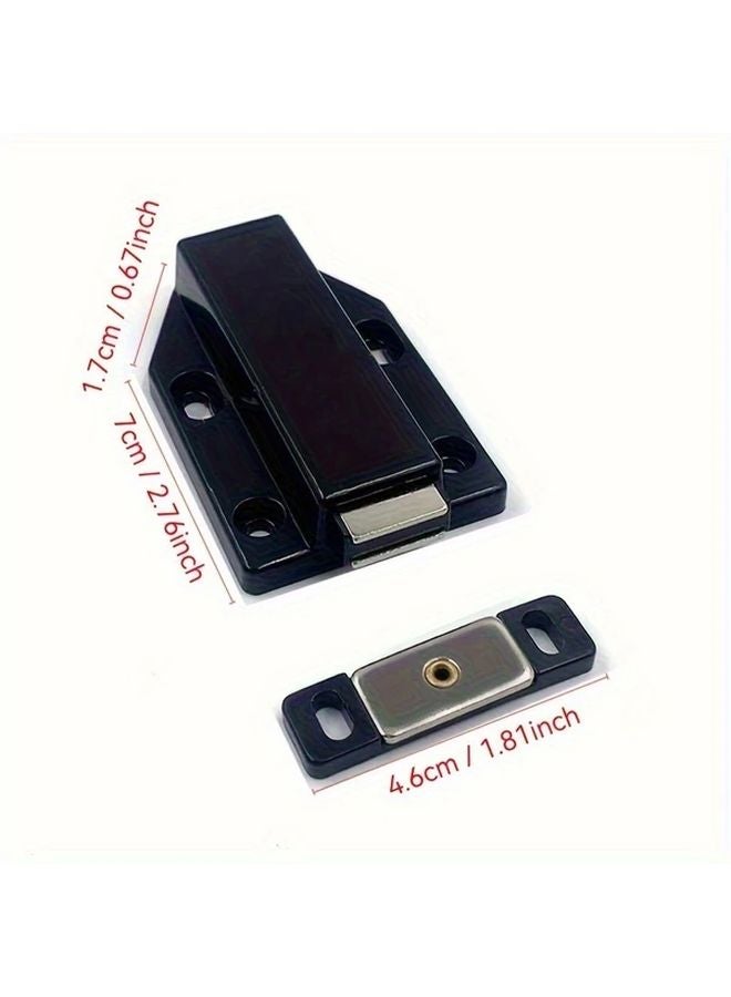 4pcs Magnetic Glass Cabinet Door Stoppers Push to Open Safety Latches Black Metal - Image 3