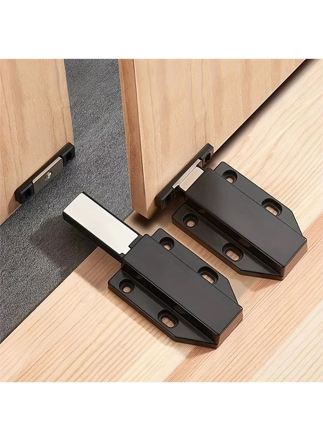 4pcs Magnetic Glass Cabinet Door Stoppers Push to Open Safety Latches Black Metal - Image 2