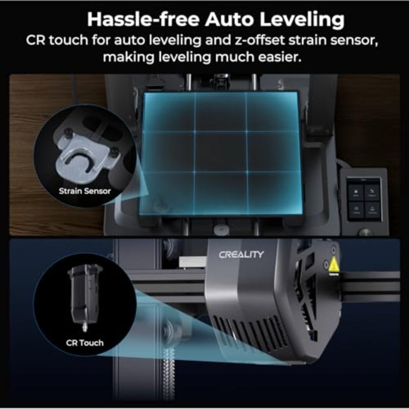3D Printer for DIY enthusiasts, ABS/PLA compatible, black-gray finish, 250mm/s speed with CR Touch auto-leveling, Sprite direct extruder, auto-load filament, dual Z-axis, 22×22×25cm build volume - Image 3