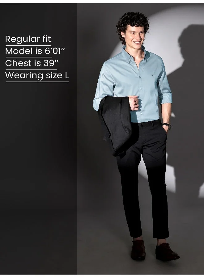 بيونغ قميص ساتان أزرق فاتح