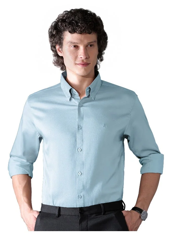 بيونغ قميص ساتان أزرق فاتح