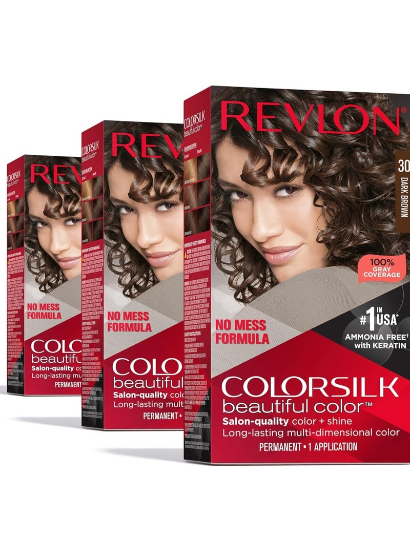 Revlon Colorsilk Beautiful Color (Dark Brown,3 Pieces)