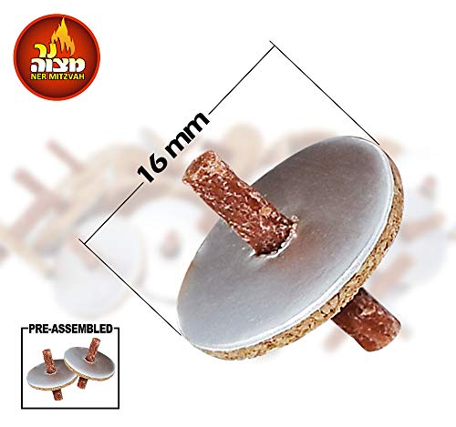 Ner Mitzvah Pre-Assembled Round Floating Wicks - 100 Count - Cotton Wicks and Cork Disc Holders for Oil Cups - Image 2