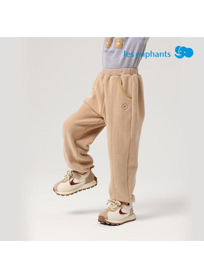Les enphants Li Yingfang Kids Thickened Pants Boys Autumn Winter Long Pants Girls Fleece Pants Soft Pink 120 CM - Image 3