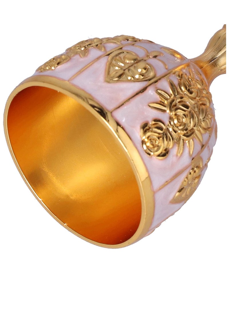 KASTWAVE Vintage Brass Embossed Goblet Cup, 2 Pcs 30mlGold Wine Glasses Wine Goblet, Goblet Golden Wine Glasses Embossed Cup Metal Embossed Wine Cup Wine Liqueur Cup Shot Glass for Kitchen - Image 4