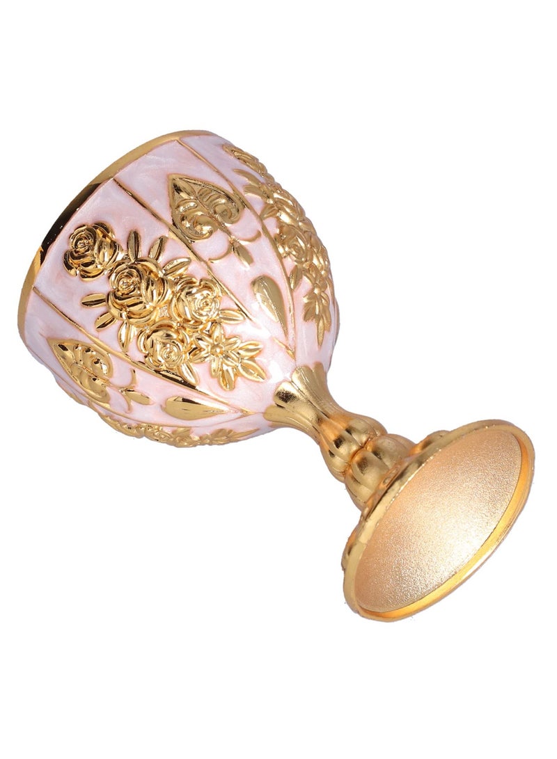 KASTWAVE Vintage Brass Embossed Goblet Cup, 2 Pcs 30mlGold Wine Glasses Wine Goblet, Goblet Golden Wine Glasses Embossed Cup Metal Embossed Wine Cup Wine Liqueur Cup Shot Glass for Kitchen - Image 2