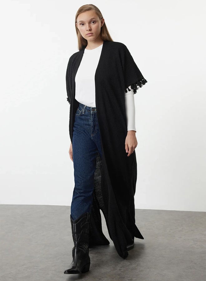 trendyol Black Knitted Cape & Abaya & Cardigan TCTAW25KF00004 - Image 1