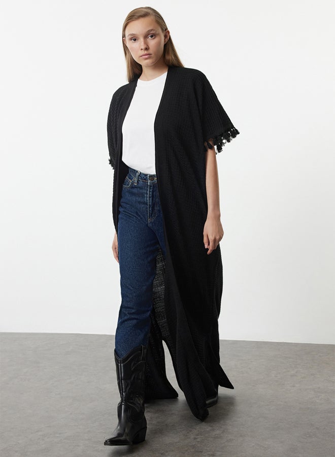 trendyol Black Knitted Cape & Abaya & Cardigan TCTAW25KF00004 - Image 2