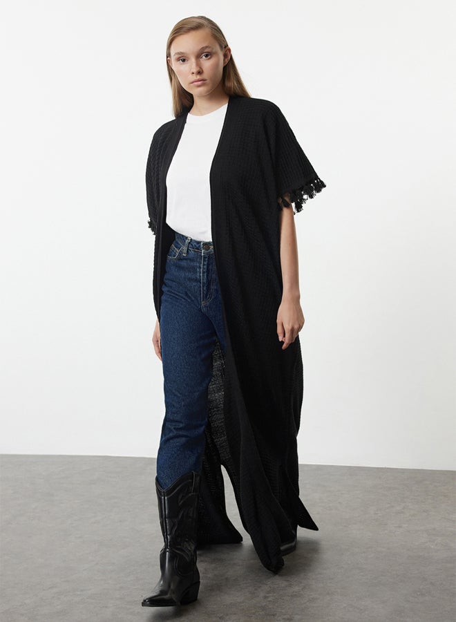 trendyol Black Knitted Cape & Abaya & Cardigan TCTAW25KF00004 - Image 2