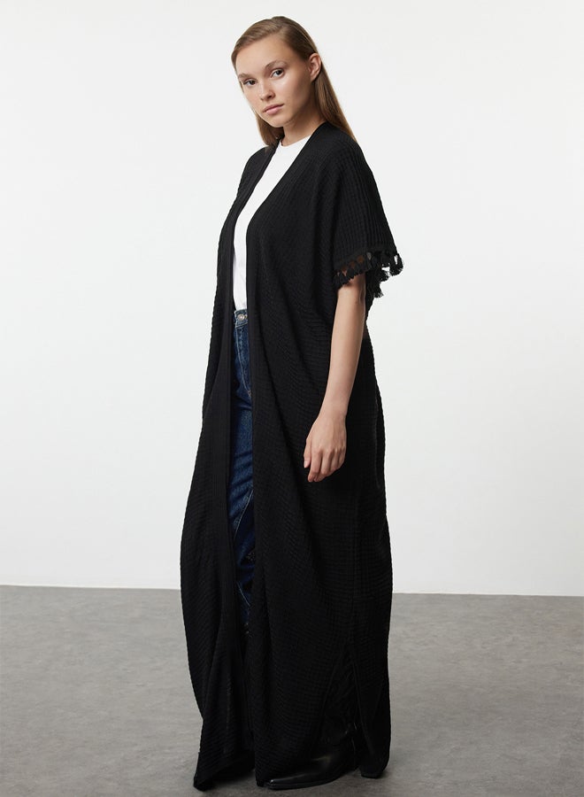 trendyol Black Knitted Cape & Abaya & Cardigan TCTAW25KF00004 - Image 3
