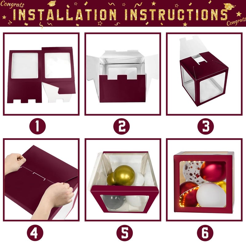 QIYANPAX Graduation Decorations Class of 2026 - Maroon and Gold Graduation Decorations - Balloons Boxes with Letters 2026 GRAD So Proud of You, Congrats Grad Party Decorations for Any Grades - Image 4