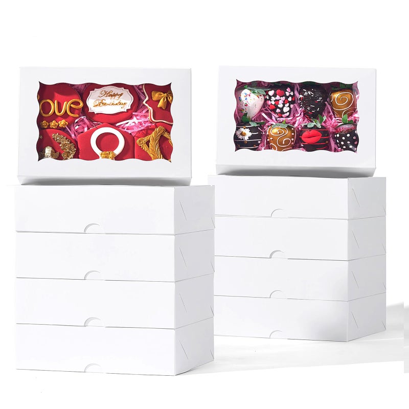 TEMLQPACK 25PCS Bakery Boxes with Window (8x5x2 Inch) for Chocolate Covered Strawberries, Cakesickle, Chocolate Truffle, Pretzel & More - Image 1