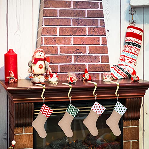 Sunshane 4 Pieces Christmas Stocking Holders Mantel Hanger Hooks Xmas Mantle Grips Set Safety Hang Stocking Clips for Christmas Party Decoration (Gold) - Image 3